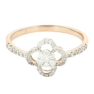 Bague or rose fleur diamant