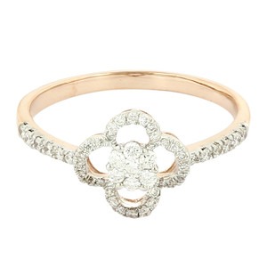 Bague or rose fleur diamant