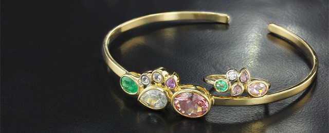 Bracelet en or et pierres précieuses de la collection de bijoux Jahdo